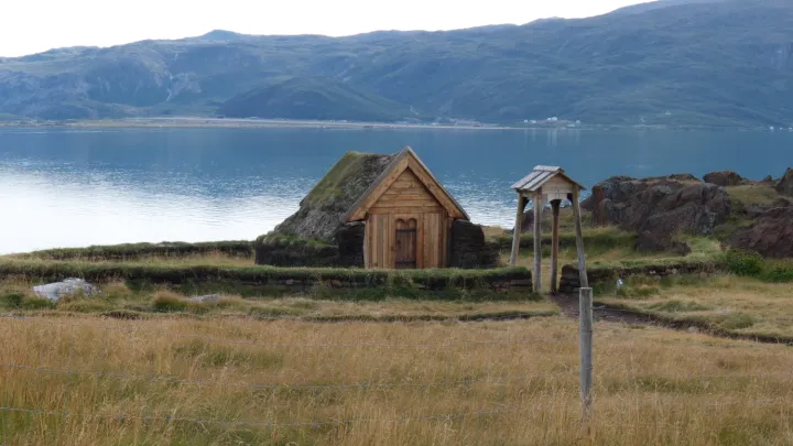 photo: claire rowland - Reconstruction of a Viking church at a farm at Brattahlíð, Greenlan
